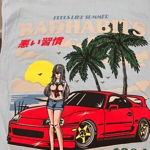 Bad Habit Light Blue Palm Tree Tee